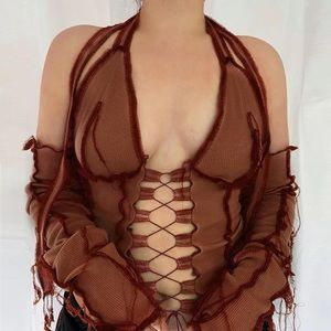 Long Sleeve Halter Top